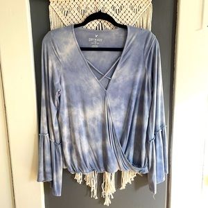 American Eagle🦅 Soft & Sexy Boho Tie Die Long Bell Sleeve